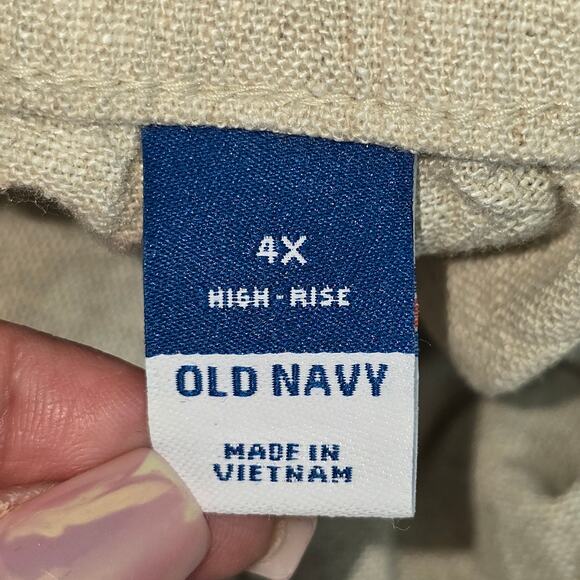 Old Navy Linen Shorts Womens Plus Size 4X Beige High Rise Pockets Stretchy NEW - Picture 3 of 10